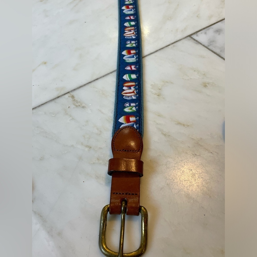 Leather Man Ltd, size 34, nautical preppy woven knit belt w/ brass color buckle - Picture 6 of 8
